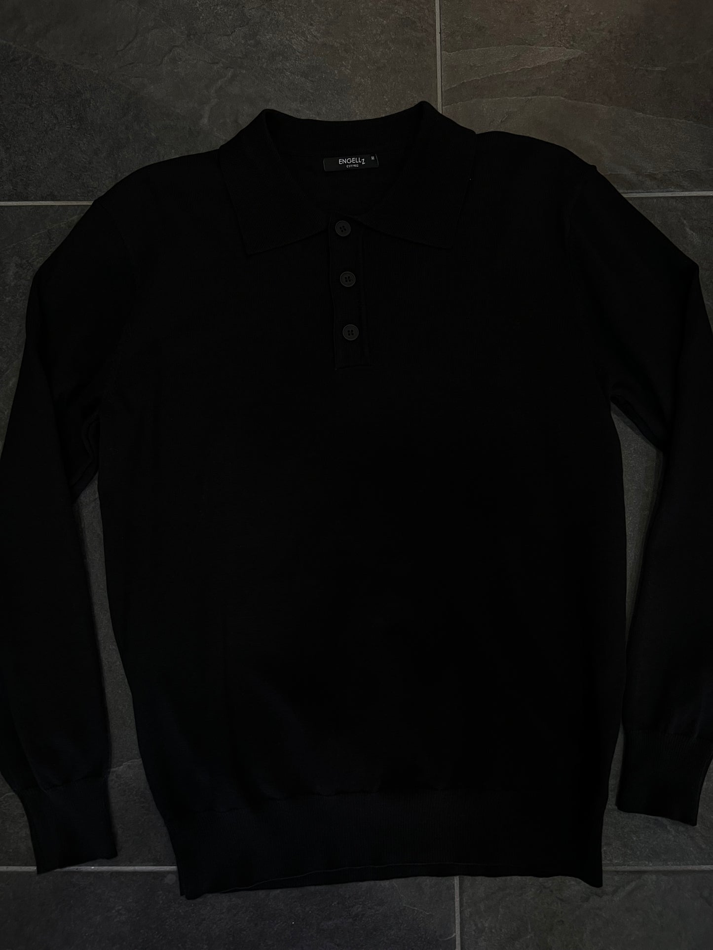 POLO MANICHE LUNGHE NERA