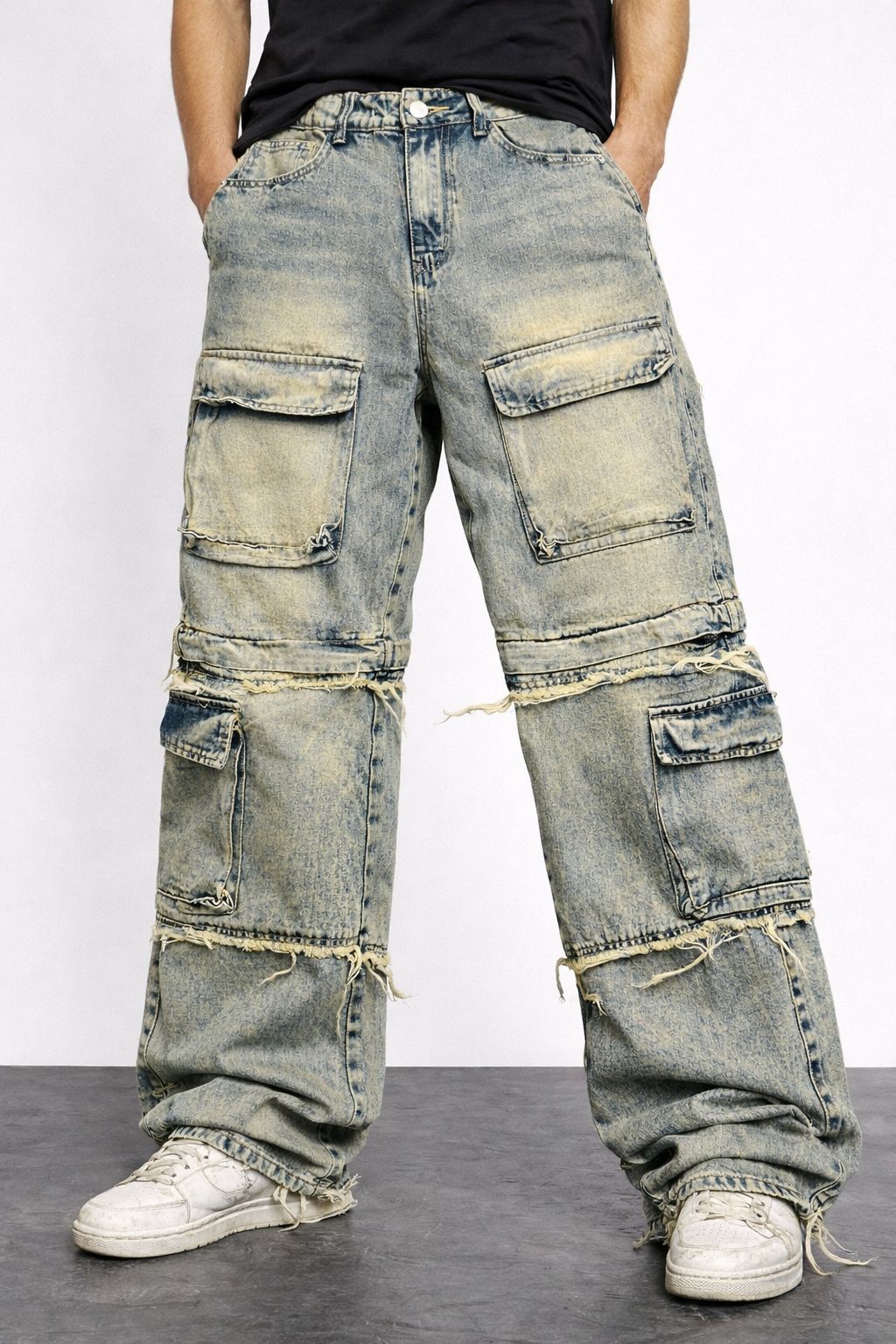 JEANS CARGO SABBIATO