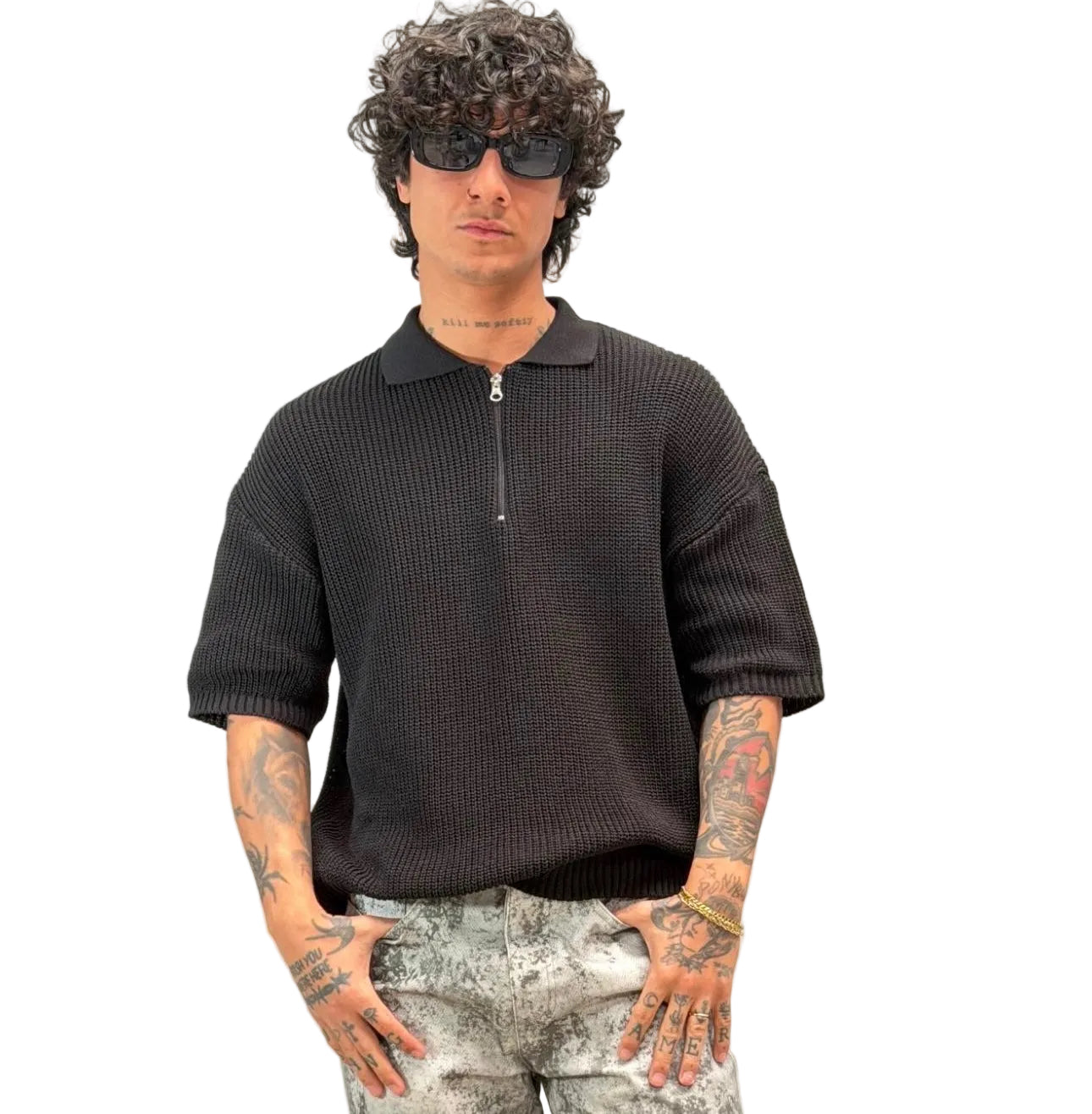POLO ZIP NERO