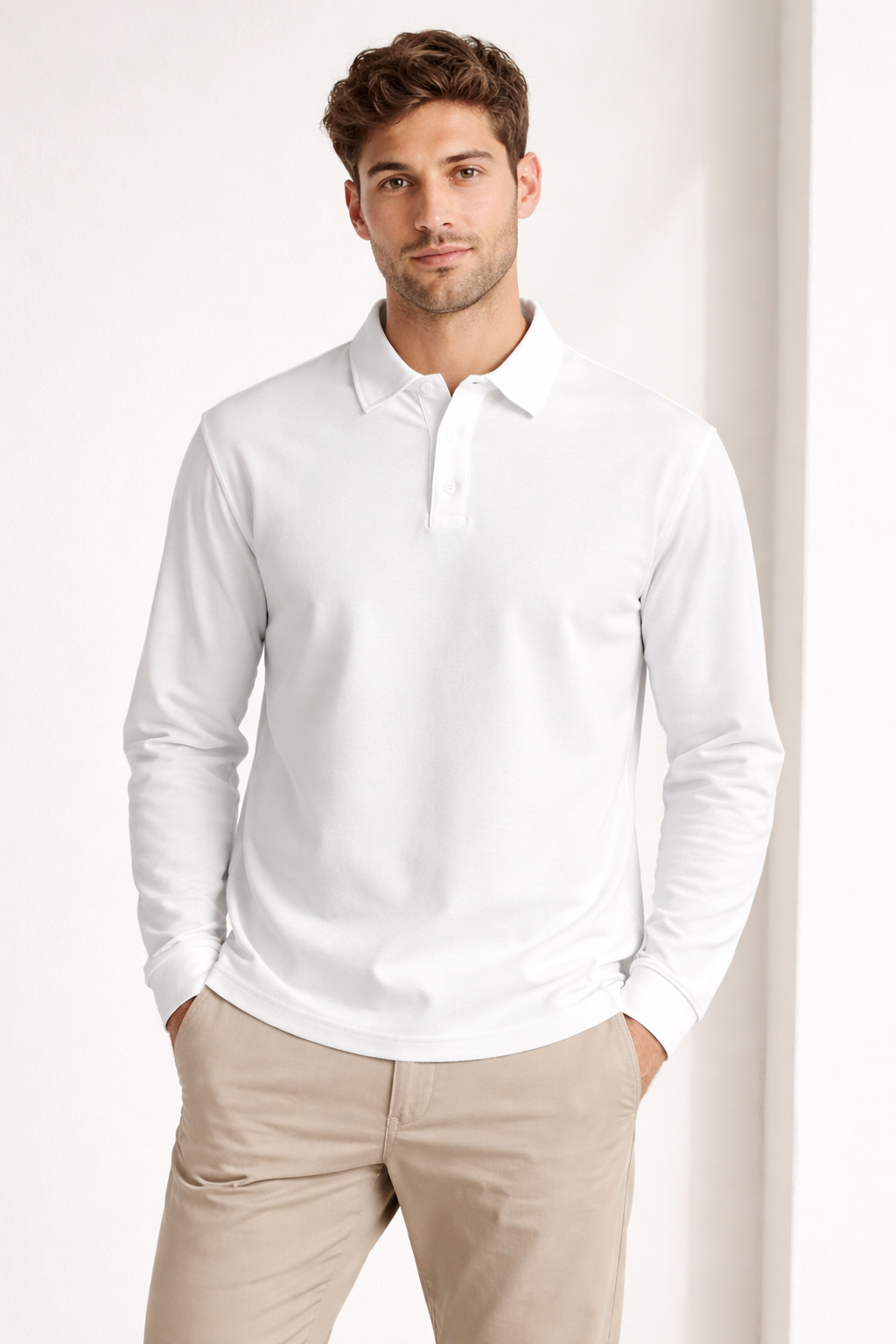 POLO MANICHE LUNGHE BIANCA