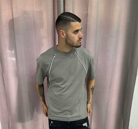 T-SHIRT DOUBLE ZIP GREY