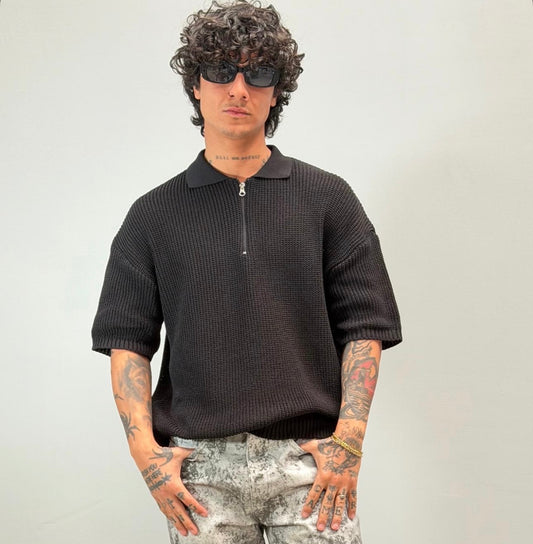 POLO ZIP NERO