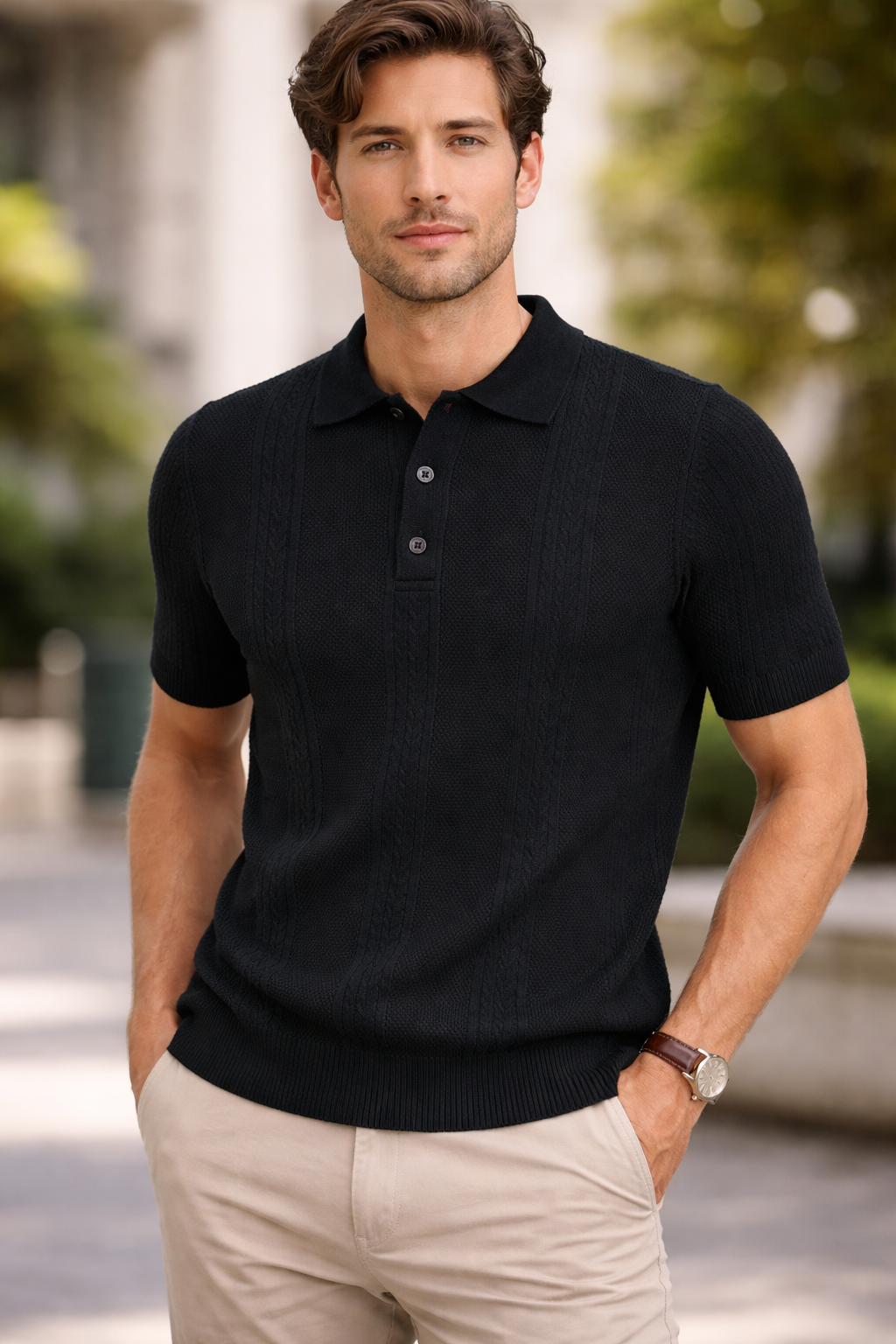 POLO BOTTONI LINKS NERO