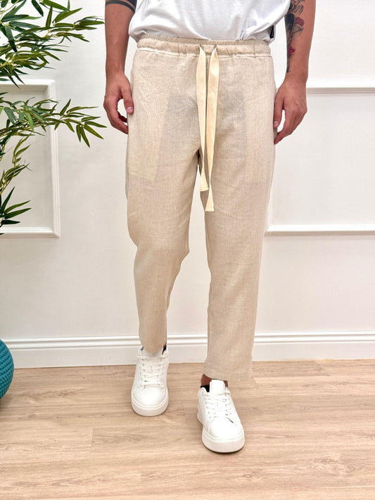 PANTALACCIO IN LINO 'BEIGE'